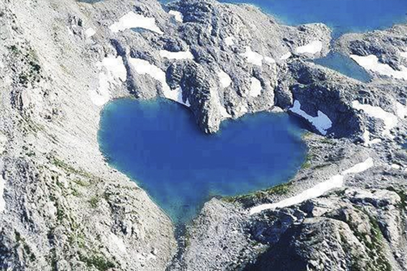 Heart-shaped Lake Shimshal, Pakistan