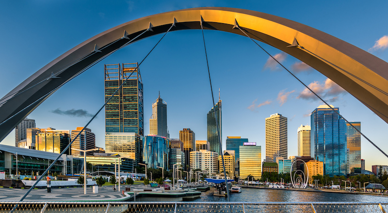 Perth Skyline from Cable-stayed pedestrian bridge