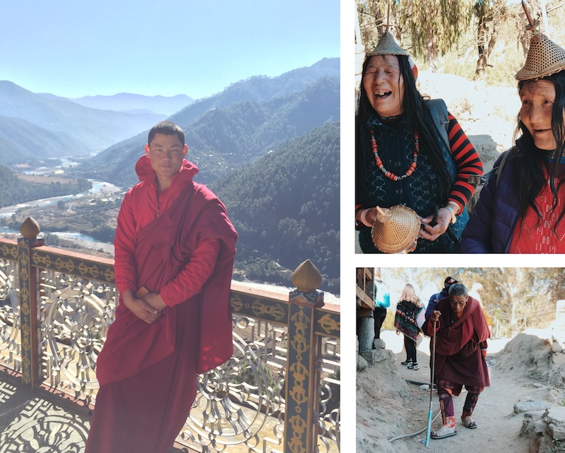 Monk at Khamsum Yulley Namgyal Chorten & people of Bhutan